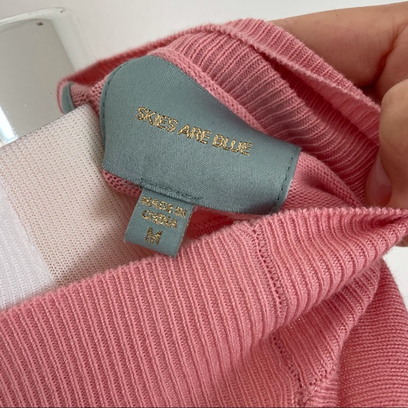 Skies Are Blue Cutout Pink Rose Sweater Retro Mock Neck Medium StitchFix - Picture 9 of 14